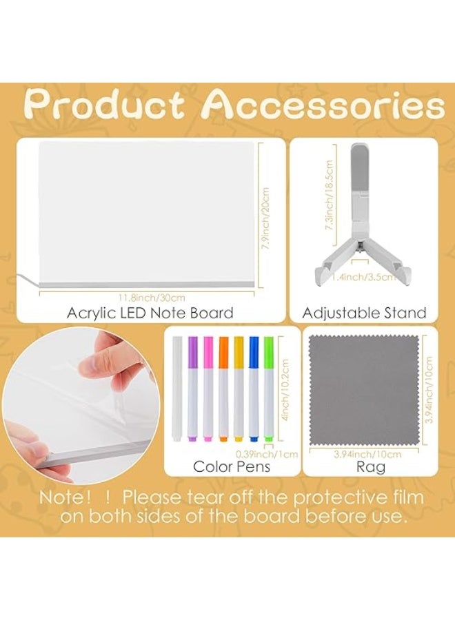 Light up LED Note Board with Colors, 11.8" x 7.8'' Clear Acrylic Dry Erase Board with Light, Glowing Whiteboard with Stand & Color Pen, LED Letter Message Board for Note, Memo, Drawing, Daily - Image 3
